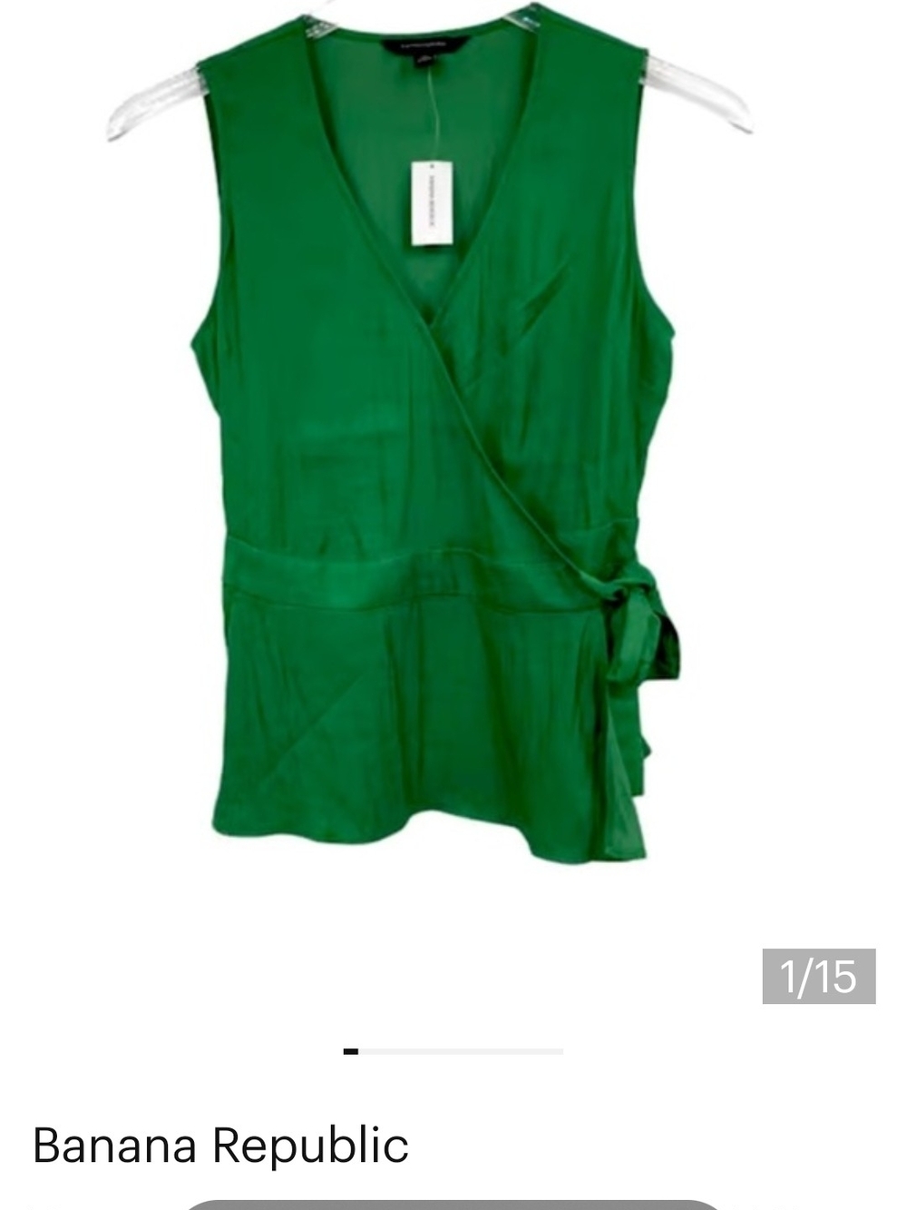 Banana Republic Emerald Green Sleeveless Wrap Camisole $25 EUC